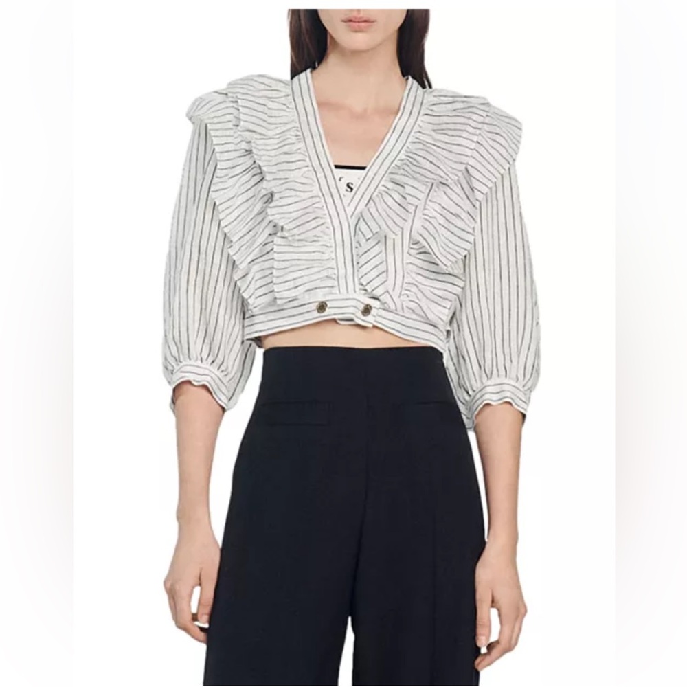 NWT Sandro
Sybille Ruffled Top